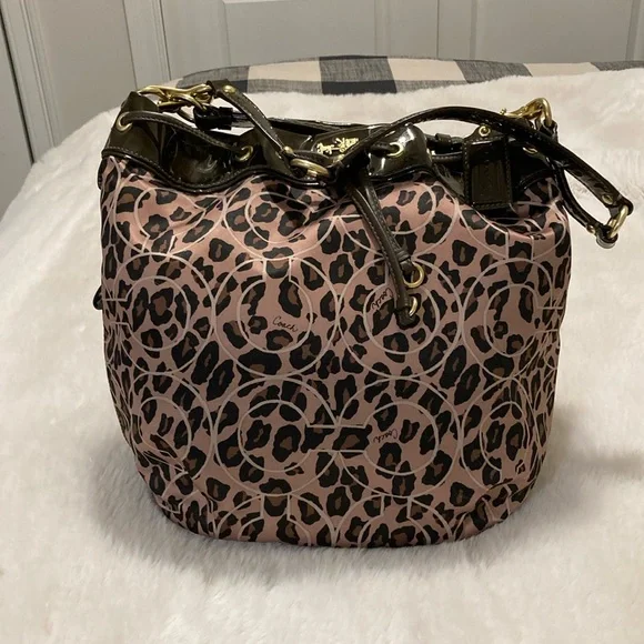 COACH Madison ocelot OP Art Marielle.bucket drawstrings bag 17768