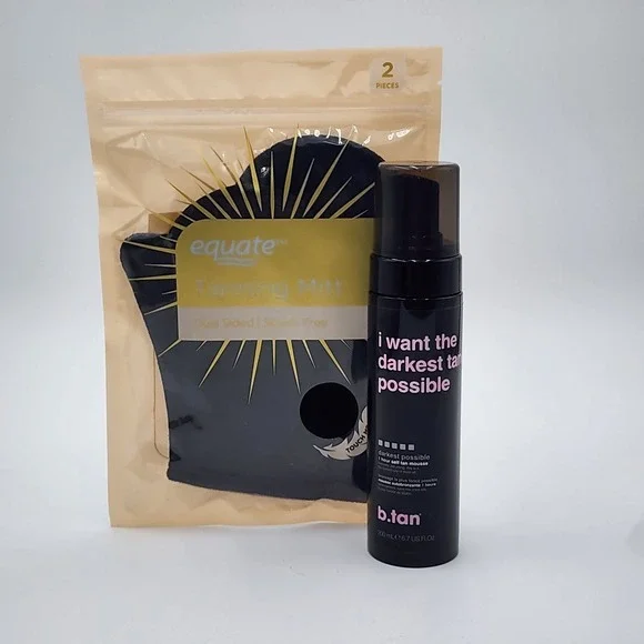 B Tan Self Tan Mousse I Want the Darkest Tan Possible 1 Hour 6.7 Fl Oz Mitt New