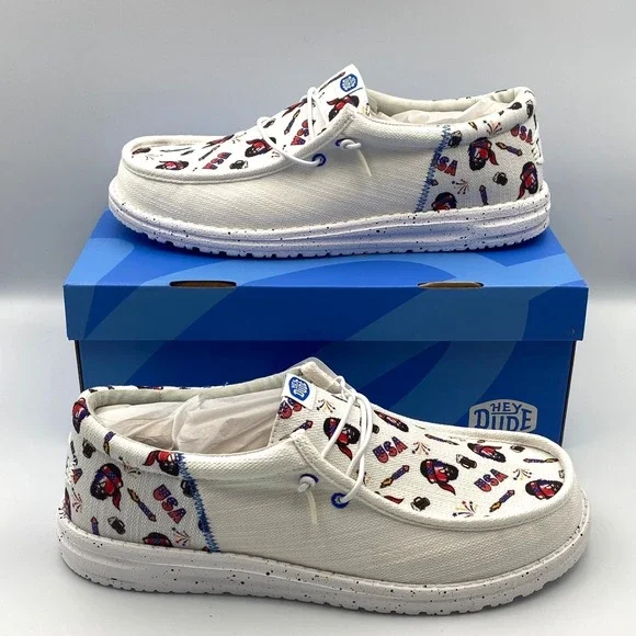 Hey Dude Men's 10 Shoes USA Americana Patriot July 4th Wally Limited Edition NWT