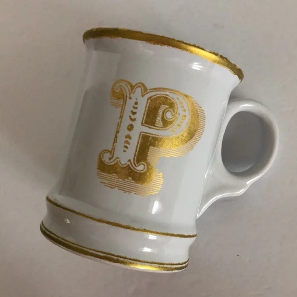 Williams Sonoma Gold Monogram Initial P Coffee Mug