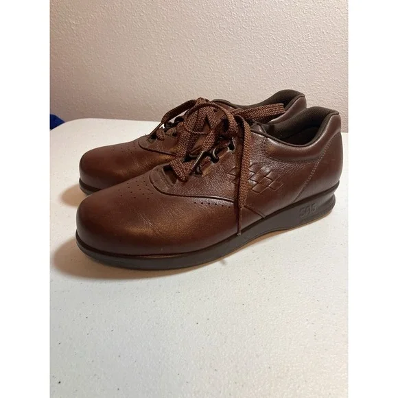 SAS Free Time Women‎ 6.5N Narrow Width Brown Leather Walking Shoes Diabetic