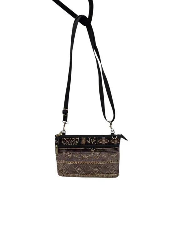 Danny K Beverly Hills USA Women’s Gold, Brown & Black Tapestry Crossbody Bag