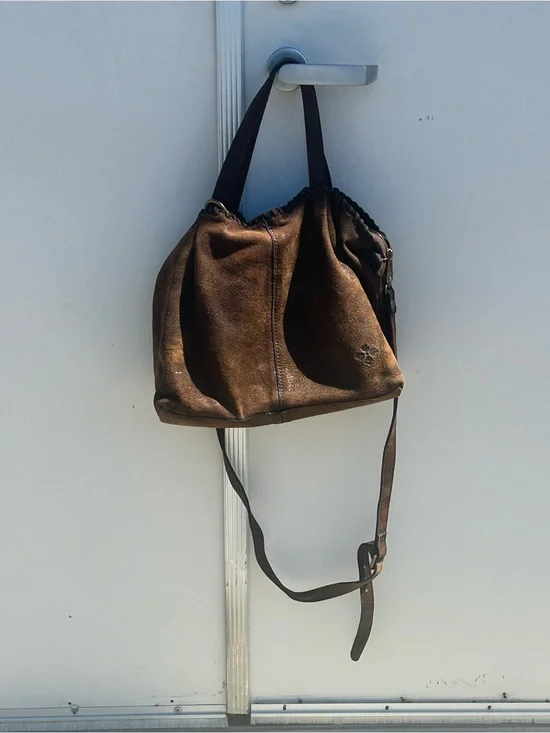 Patricia Nash Tan and Brown ITALIAN LEATHER with Braided Strap
