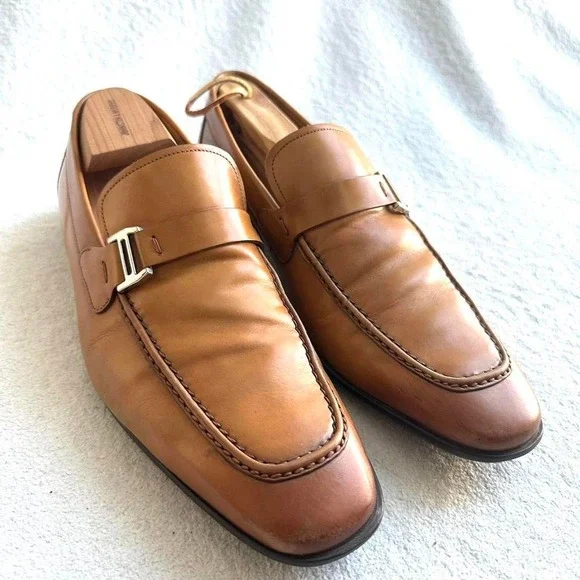 Magnanni 'Lino' Buckle Bit Loafer Shoes‎ Brown Mens Size 8 M US MSRP $325