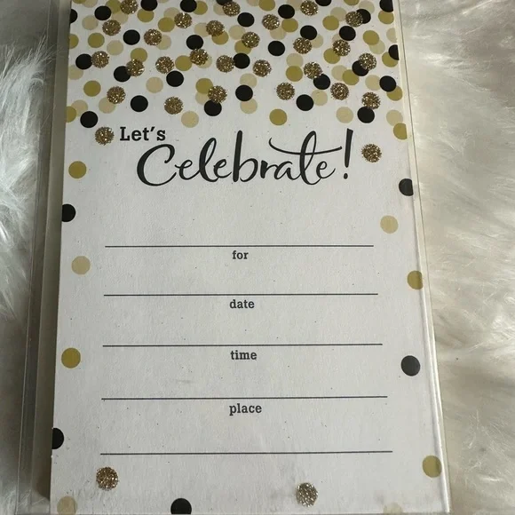🩵5/$8 Gold and Black Celebration Invitation Cards
