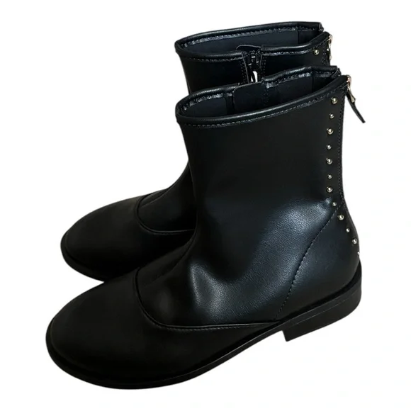 ZARA Kids Studded Black Mid-Calf Boots Size 32 / US 1 Edgy Girls Ankle Zip Boots