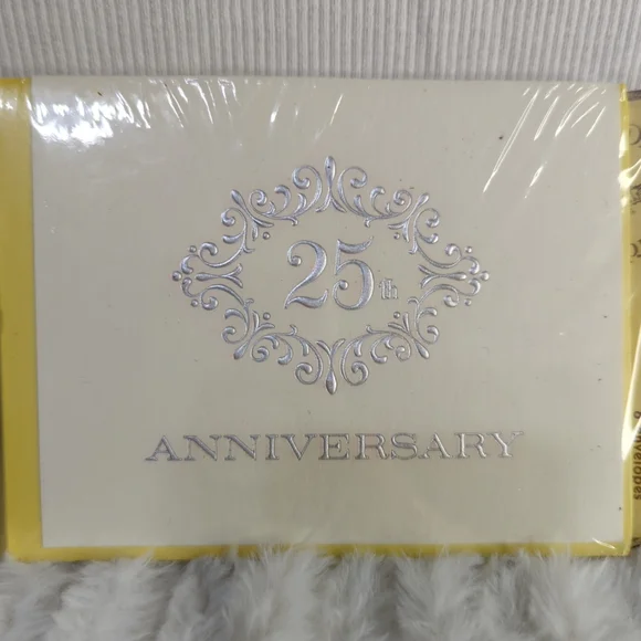 Vintage 25th Anniversary Invitations 4 Pks Of 8 Unopened Ivory And‎ Silver