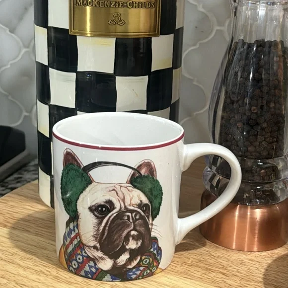 Williams Sonoma French Bulldog Mug with Colorful Design