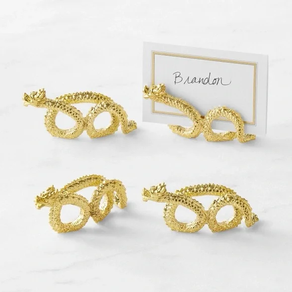 Williams Sonoma Lunar Dragon Name Card Place Card Holders, Set of 4