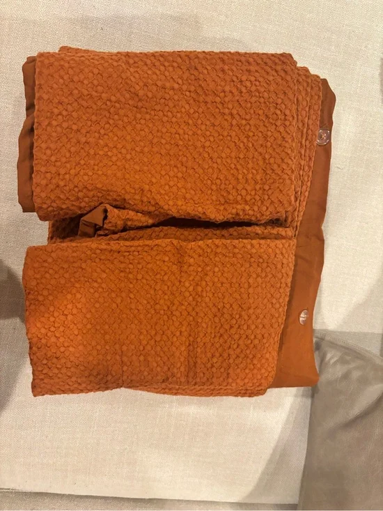 Gorgeous Burnt Orange Organic Cotton Waffle Weave Duvet Set- Queen Size