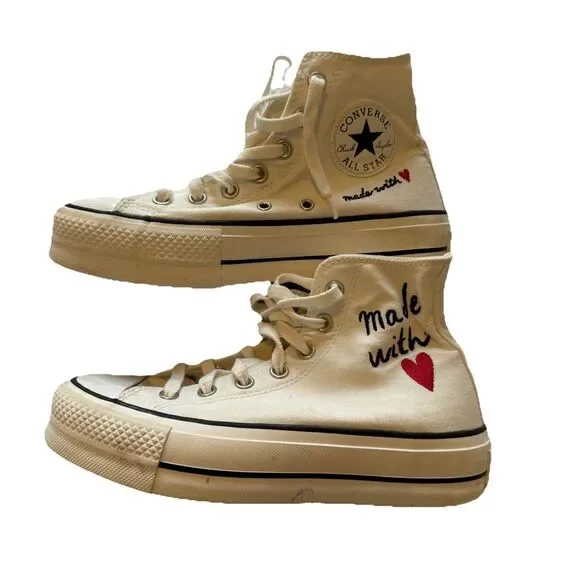 Converse Chuck Taylor Lift Hi Made With Love Platform Sneakers Women 6.5