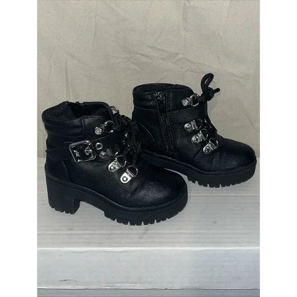 Girls Black Boots Combat Style Size 7 Lil‎ Jett by Cupcake Couture