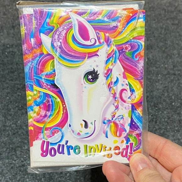 Lisa Frank Rainbow Majesty Unicorn Party Invites 32 qty Frozen Napkins Loot Bags
