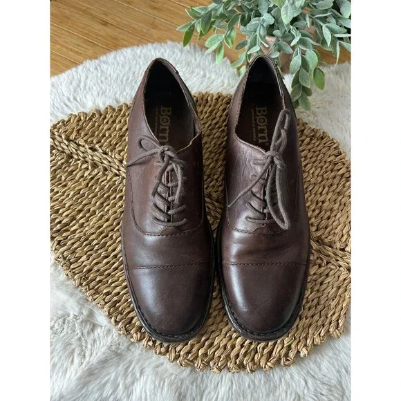 Born Brown Leather Casual Lace Up Oxford Shoes H64123 CBEF19 Men’s Size 10M
