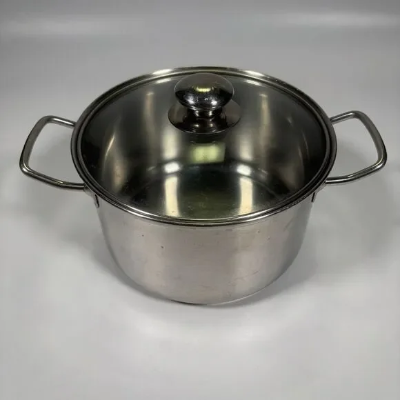Williams Sonoma 4 Quart Stainless Steel Soup Pot Saucepan Lid KIM Korea Qt Dutch