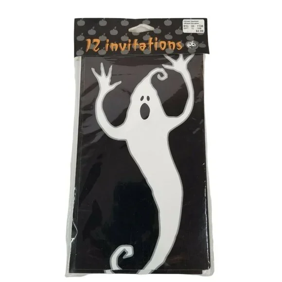 Halloween Party Invitations 12 Pack 2002 Target Ghosts Black White Hallmark Boo