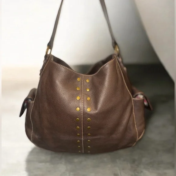 The Sak Studded‎ Brown Leather Hobo Bag