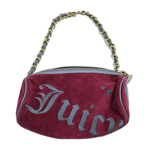 Vintage Purple Juicy Couture Purse Barrel Bag Handbag Y2K Velour