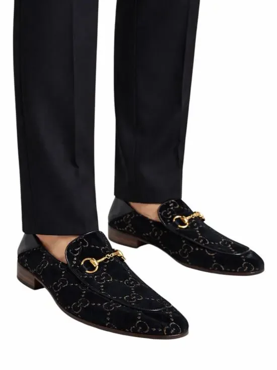 Gucci Velvet GG Monogram Horsebit Mule Loafer Quentin Blue Size 9.5