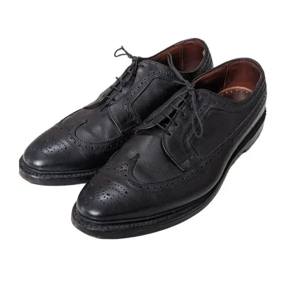 Brooks Brothers Mens Pebble Grain Leather Wingtip Brogue Derby‎ Black Size 12