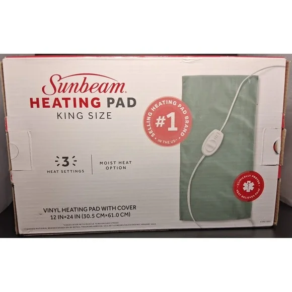 2023 Sunbeam King Size Heating Pad 12 IN x 24 IN Heating Pad with Cover