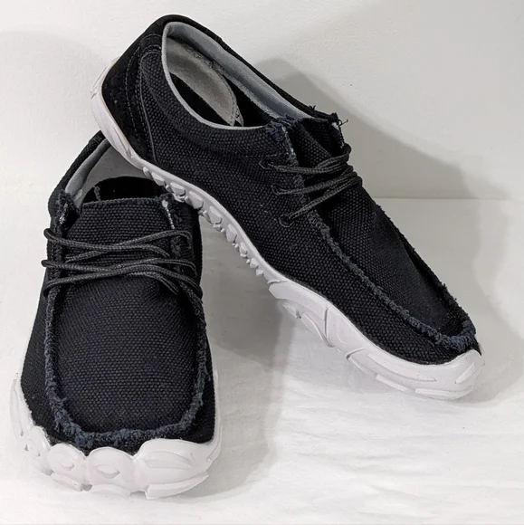 Men's Black Slip On Shoes Lace Up Loafers Casual Walking Shoes Boat Shoes,Size 9