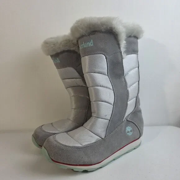 TIMBERLAND Long Boots for Snow Waterproof Size Girls 7 gray Winter Carnival