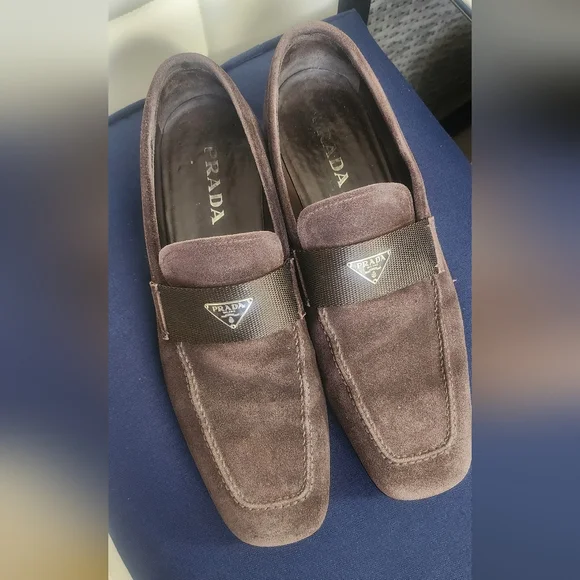 Prada Brown Suede Loafers for Men,‎ Size 9 1/2.