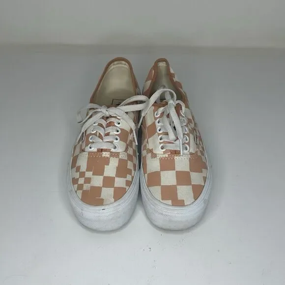 Vans Authentic Pixel Checkerboard Peach Cream Sneakers Mens 6.5 Womens 8