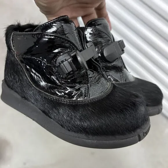 Giugiaro Bumper Black Pony Hair Ankle Chukka Boots EU 24‎ US  7 Gorpcore School