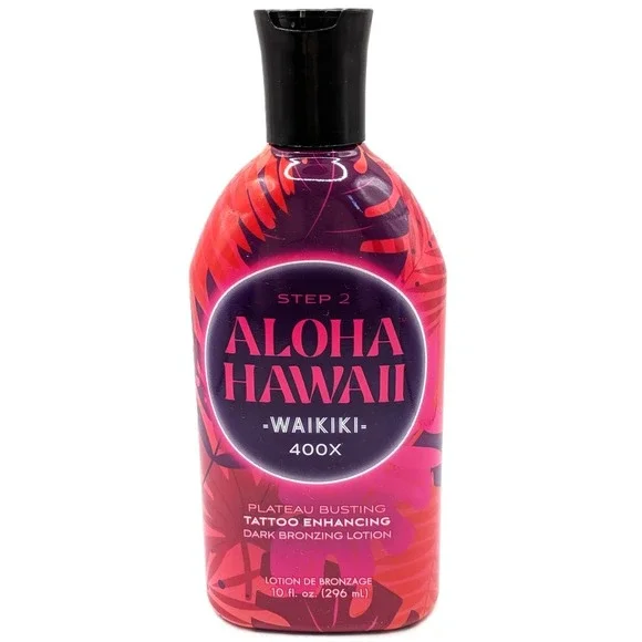 Aloha Hawaii Waikiki 400X Dark Bronzing Lotion Tattoo Enhancing 10oz Step 2