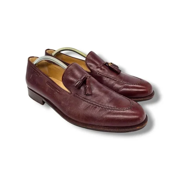 Guido Mocasines Loafer 497 Burgundy Tassel Argentina Handcrafted $320 Size 10.5