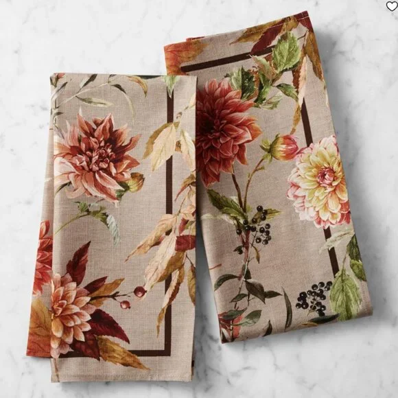 Williams Sonoma Harvest Bloom Towels Set of 2