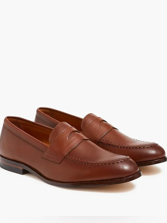 J. Crew Factory Men’s Classic Penny Loafers in Burnished Brown Size 13