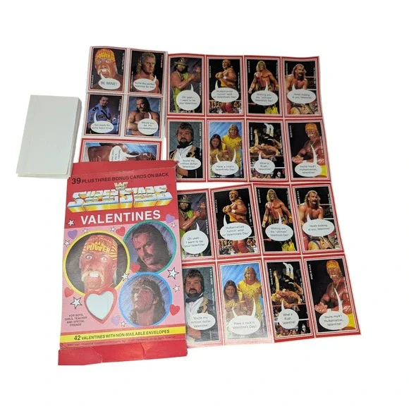 Vintage 1991 WWF Superstars Valentines‎ Cards Uncut Sheets Hulk Hogan Macho Man