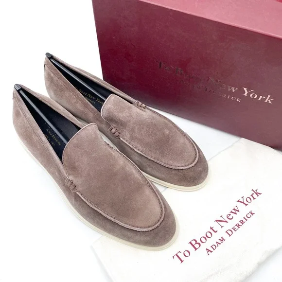 To Boot New York Cassidy Suede Leather Loafers Taupe Grey Slip On‎ Men's Sz 9.5