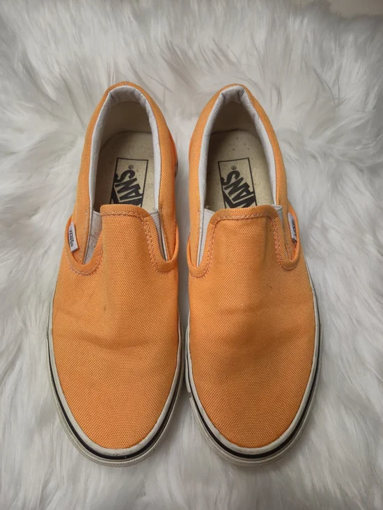 Vans Orange Canvas Slip-On Loafers