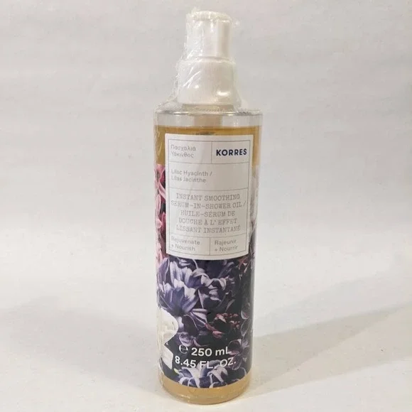 Korres Lilac Hyacinth Instant Smoothing Serum-in-Shower Oil 250ml 8.45 fl oz NEW