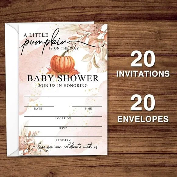 Baby Shower Invitation Cards and Envelopes Fall