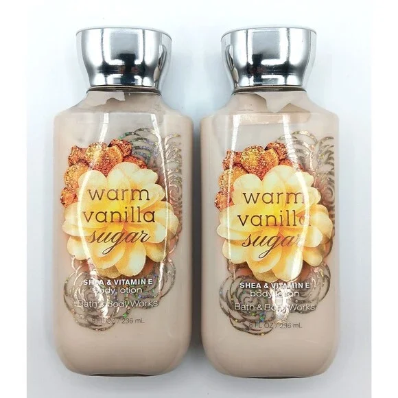 Bath & Body Works Warm Vanilla Sugar Moisture Lotion Shea Butter /Vit E 8oz 2pk