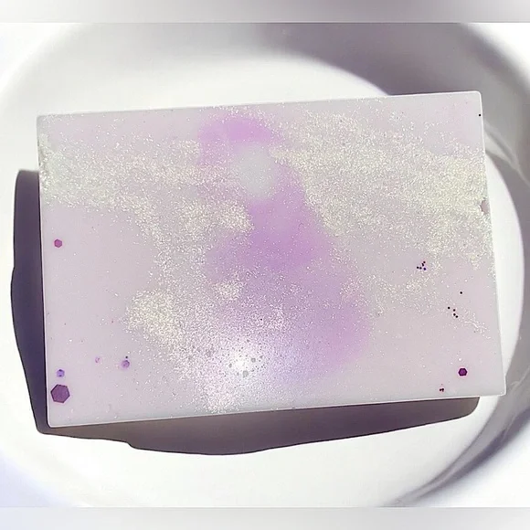 Lavender vanilla rose SHIMMER soap handmade goat milk based 2x3in 4.5oz