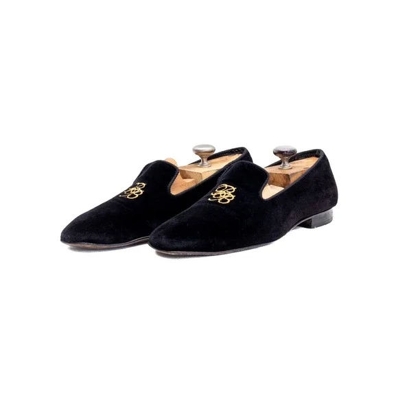 Brooks Brothers‎ x Peal & Co. Black Velvet Smoking Slippers Size US 10.5 D