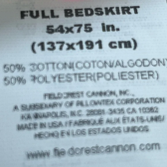 Fieldcrest White and Green Full Size Bed skirt with Floral Design