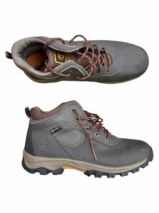 Timberland Mt. Maddsen Hiking Boots Gray Brown Leather Boys 6.5 Women’s 8 Trail