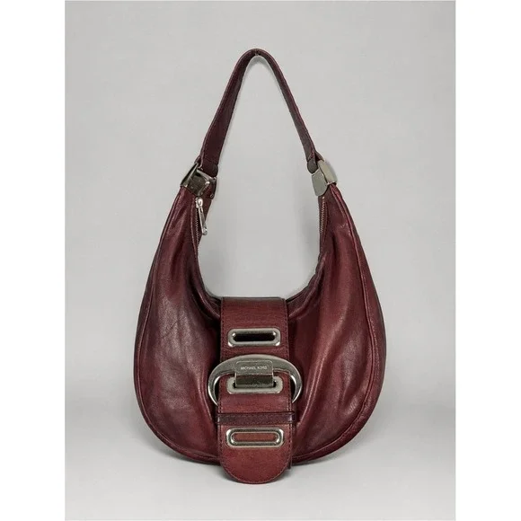 Michael Kors Leather Hobo Shoulder Bag Purse Y2K Bohemian Brown Buckle
