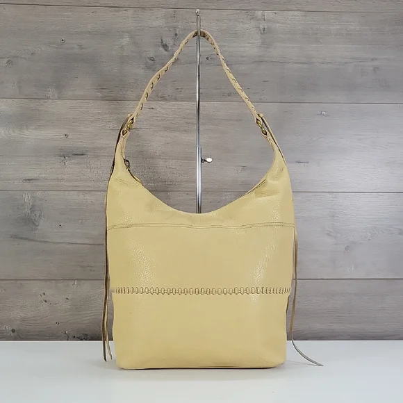 Hobo Cream Pebble Leather Hobo Shoulder Bag