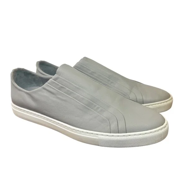 Zvelle Men's Gray Leather Slip On Solo Sneakers Casual Shoes Minimalist 10‎