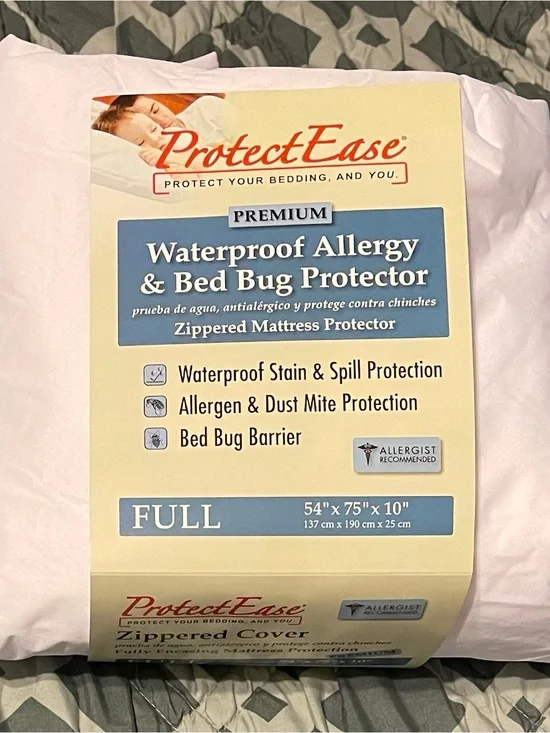 Premium Waterproof Allergy & Bed Bug Zippered Mattress Protector - White (Full)