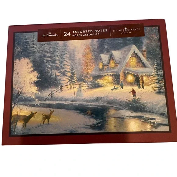 Hallmark Thomas Kinkade Christmas Note Cards Assorted Holiday Winter‎ Scenery