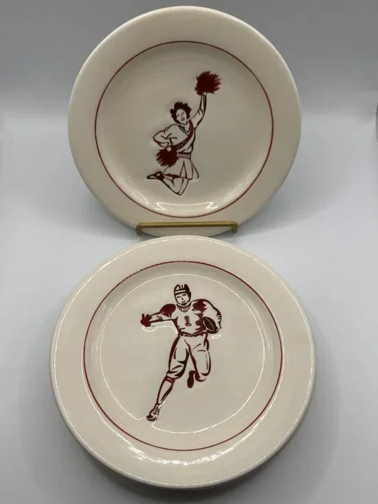 Williams Sonoma 'Vintage Football Collection' Snack Plate Set/4